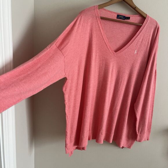 Polo Ralph Lauren Tunic Sweater XL Pink Oversized Preppy Quiet Luxury Pony - Picture 9 of 11